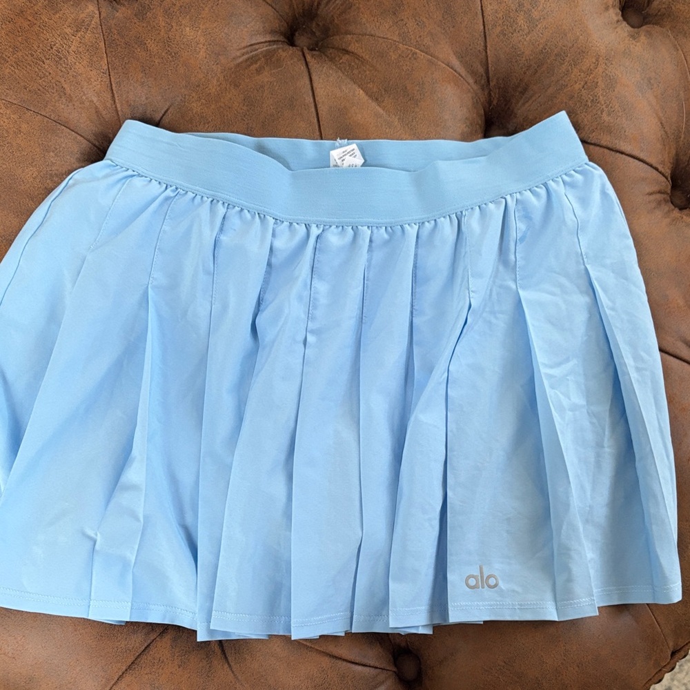 ALO Yoga Light Blue Pleated Skater Skirt